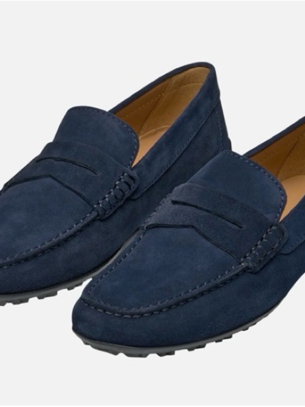Geox Navy Suede Penny Loafers Leather
